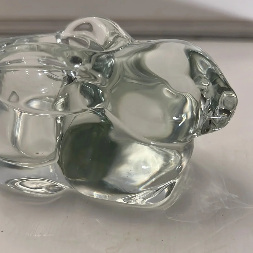 Indiana Glass Heavy Bunny Rabbit Crystal Votive Candleholders